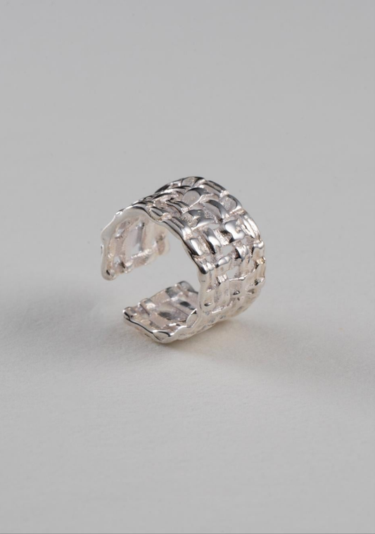 Cuff Entrelazado Doble Plata