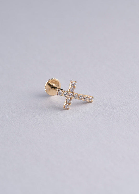 Stud Cruz Circonias oro 14k