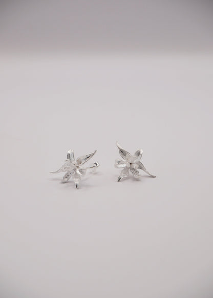 Aretes Flor Plateada