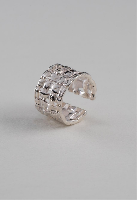 Cuff Entrelazado Doble Plata