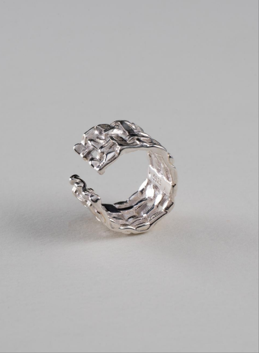 Cuff Entrelazado Doble Plata