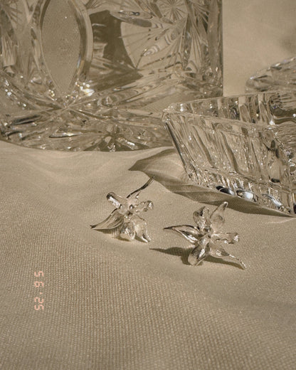 Aretes Flor Plateada