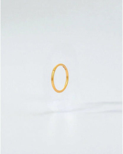 Odonata gold-plated stainless steel clicker hoop earring, 8mm inner diameter, for a minimalist look.