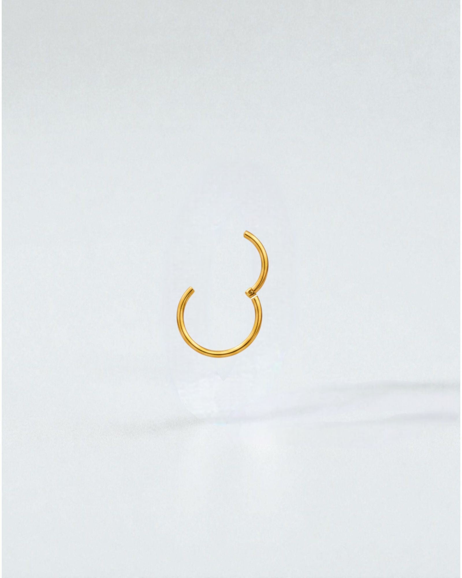 Odonata gold-plated stainless steel clicker hoop earring, 10mm inner diameter, for a minimalist look.