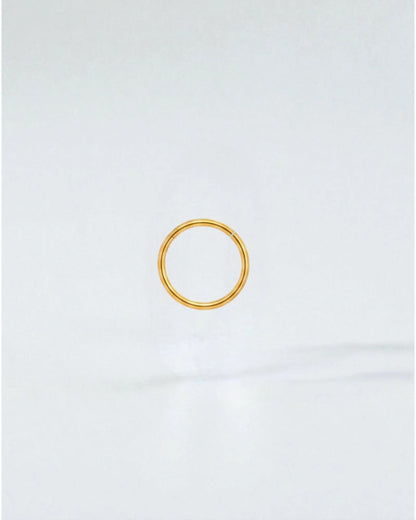 Odonata gold-plated stainless steel 8mm clicker hoop earring with a clean, minimalist design for everyday wear.