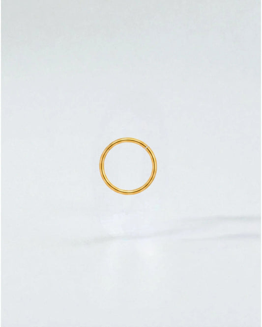Odonata gold-plated stainless steel 8mm clicker hoop earring with a clean, minimalist design for everyday wear.