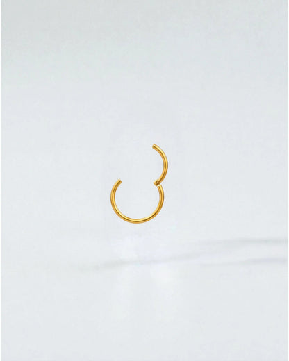 Odonata gold-plated stainless steel 8mm clicker hoop earring with a clean, minimalist design.