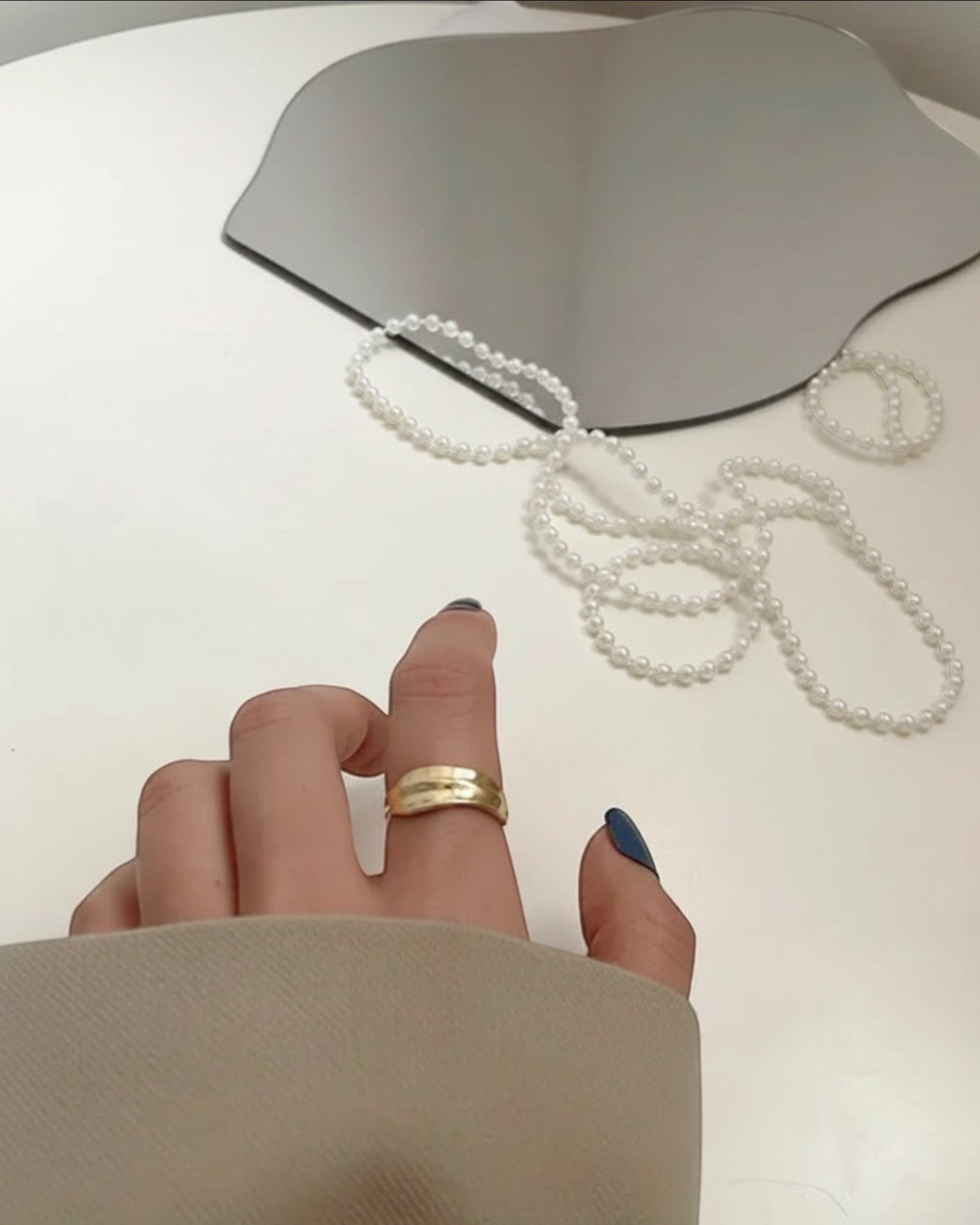 Odonata gold-plated sterling silver organic wave ring, polished finish, adjustable band.
