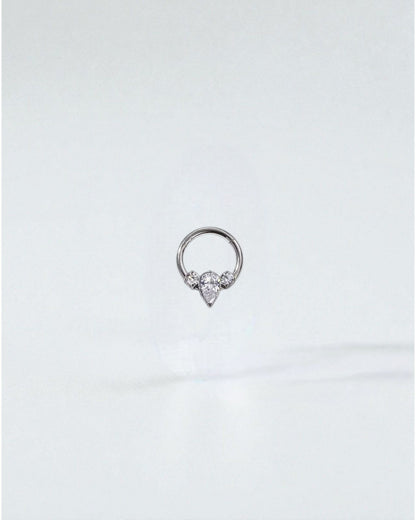 Odonata Clicker Diamante Triple implant-grade titanium septum rings with clear cubic zirconia gems in various designs.