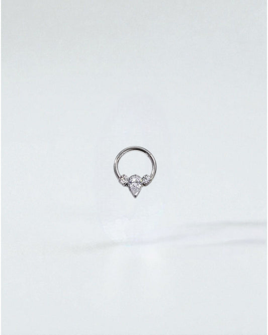 Odonata Clicker Diamante Triple implant-grade titanium septum rings with clear cubic zirconia gems in various designs.
